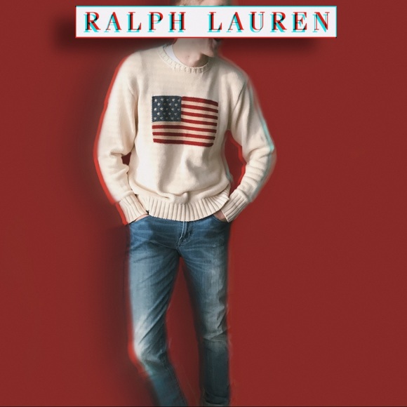 Rare Vintage iconic Ralph Lauren knit flag sweater in cream - Picture 2 of 2